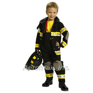 Jr Fire Fighter Outfit w Helmet - BLACK - Aeromax - eBeanstalk