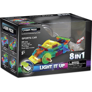 Laser Pegs 8 in 1 Sports Car Building Set - Laser Pegs - eBeanstalk